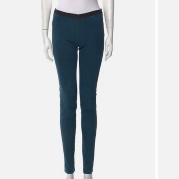 Helmut Lang 100% Lamb Leather Teal Skinny Pants in size 2 - Picture 1 of 8